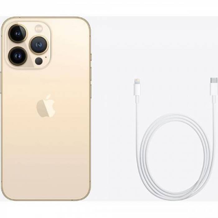 Telefon Mobil Apple iPhone 13 Pro, Dual SIM Hybrid, 128GB, 6GB RAM, 5G, Gold