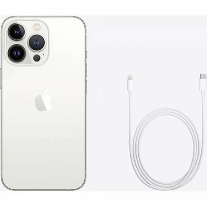 Telefon Mobil Apple iPhone 13 Pro, Dual SIM Hybrid, 128GB, 6GB RAM, 5G, Silver