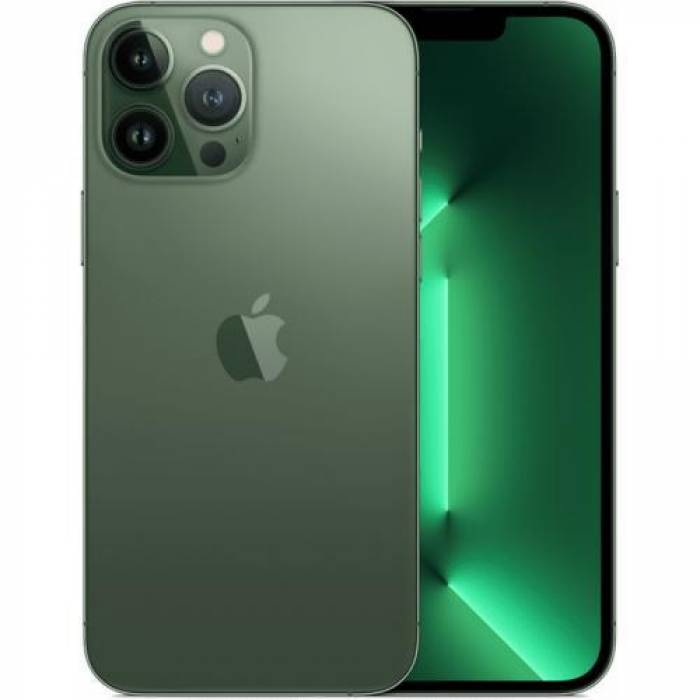 Telefon Mobil Apple iPhone 13 Pro Max, Dual SIM Hybrid, 128GB, 6GB RAM, 5G, Alpine Green