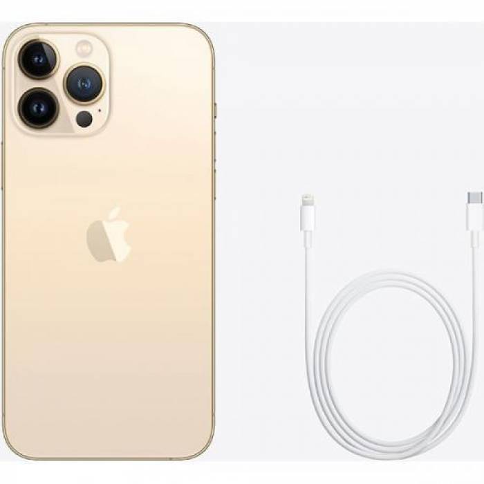 Telefon Mobil Apple iPhone 13 Pro Max, Dual SIM Hybrid, 128GB, 6GB RAM, 5G, Gold