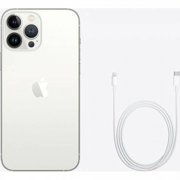 Telefon Mobil Apple iPhone 13 Pro Max, Dual SIM Hybrid, 256GB, 6GB RAM, 5G, Silver Telefon Mobil Apple iPhone 13 Pro Max, Dual SIM Hybrid, 256GB, 6GB RAM, 5G, Silver