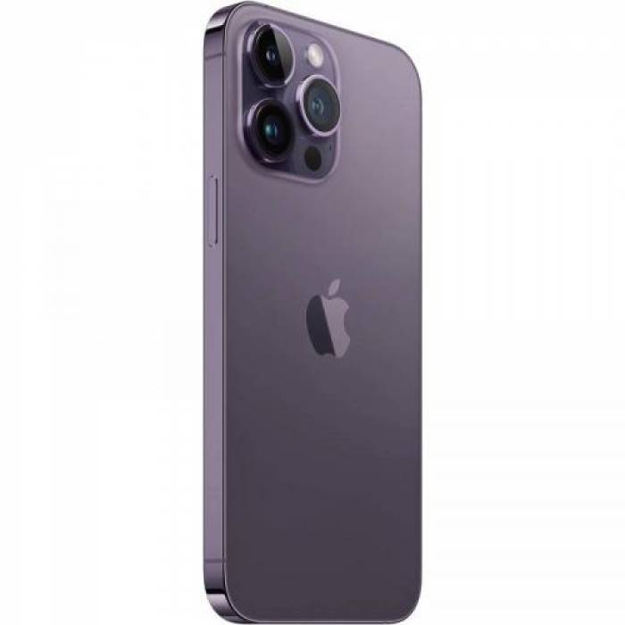 Telefon Mobil Apple iPhone 14 Pro, Dual SIM Hybrid, 128GB, 6GB RAM, 5G, Deep Purple