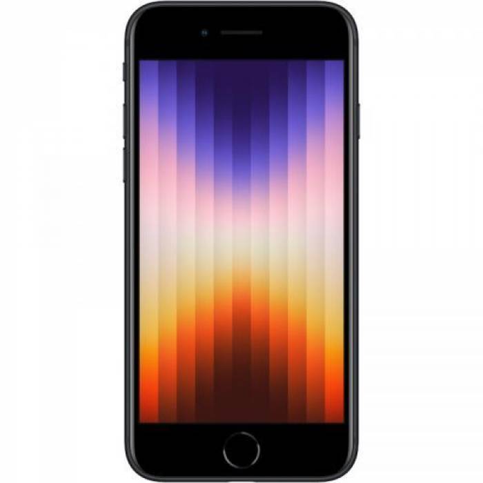 Telefon Mobil Apple iPhone SE 3 (2022), Dual SIM Hybrid 128GB, 4GB RAM, 5G, Midnight