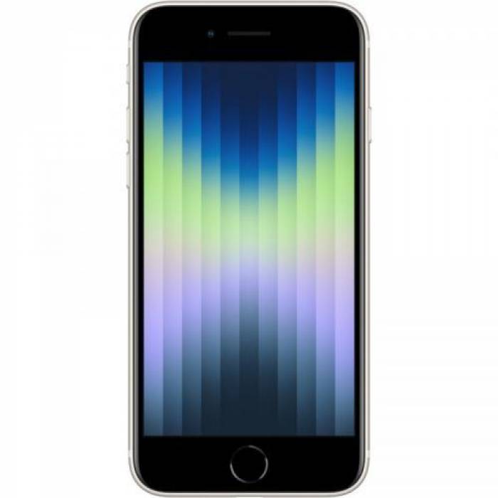Telefon Mobil Apple iPhone SE 3 (2022), Dual SIM Hybrid 128GB, 4GB RAM, 5G, Starlight