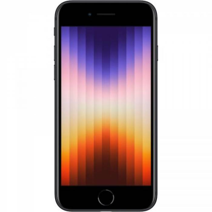 Telefon Mobil Apple iPhone SE 3 (2022), Dual SIM Hybrid 64GB, 4GB RAM, 5G, Midnight