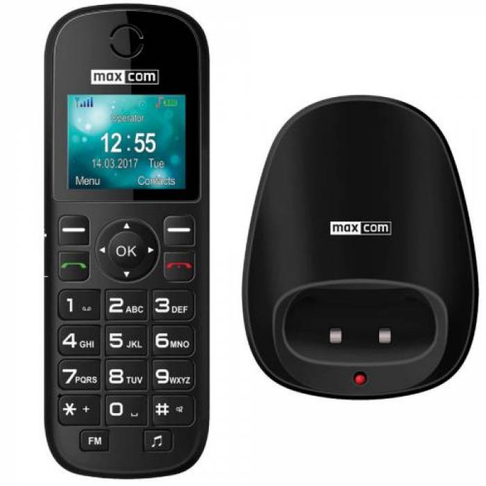 Telefon mobil Maxcom Comfort MM35D, Single SIM, 2G, Black + Statie de incarcare