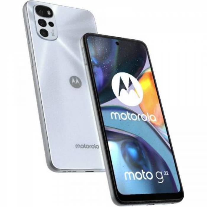 Telefon Mobil Motorola Moto G22 Dual SIM, 64GB, 4GB RAM, 4G, Pearl White