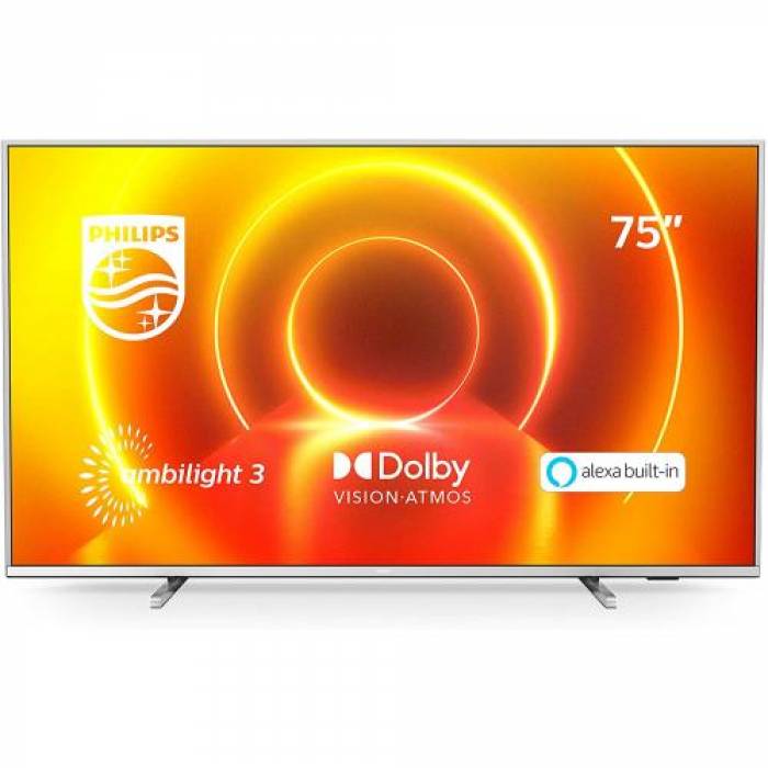 Televizor LED Philips Smart 75PUS7855/12 Seria PUS7855/12, 75inch, UHD, Silver