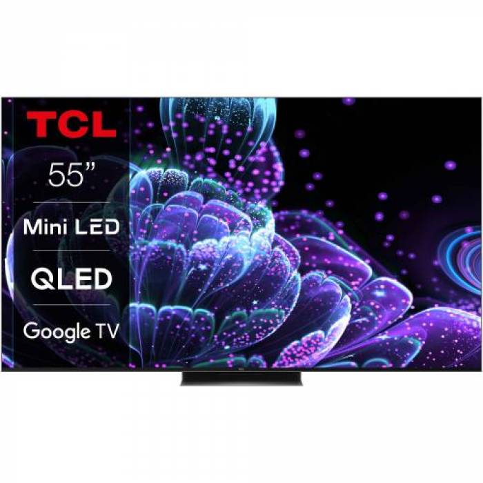 Televizor LED TCL Smart 55C835 Seria C835, 55inch, Ultra HD 4K, Black