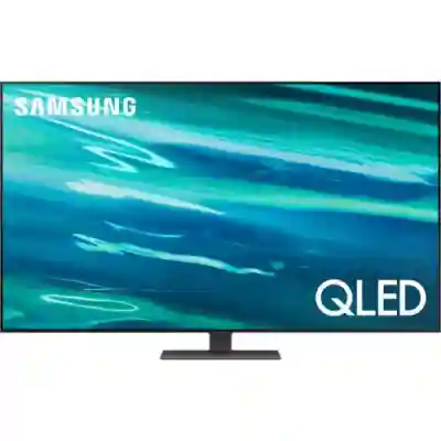 Televizor QLED Samsung Smart QE55Q80AATXXH Seria Q80A, 55inch, Ultra HD 4K, Carbon Silver