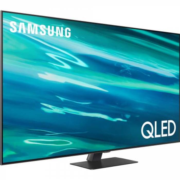 Televizor QLED Samsung Smart QE55Q80AATXXH Seria Q80A, 55inch, Ultra HD 4K, Carbon Silver