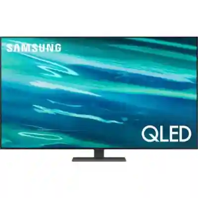 Televizor QLED Samsung Smart QE75Q80AATXXH Seria Q80A, 75inch, Ultra HD 4K, Carbon Silver