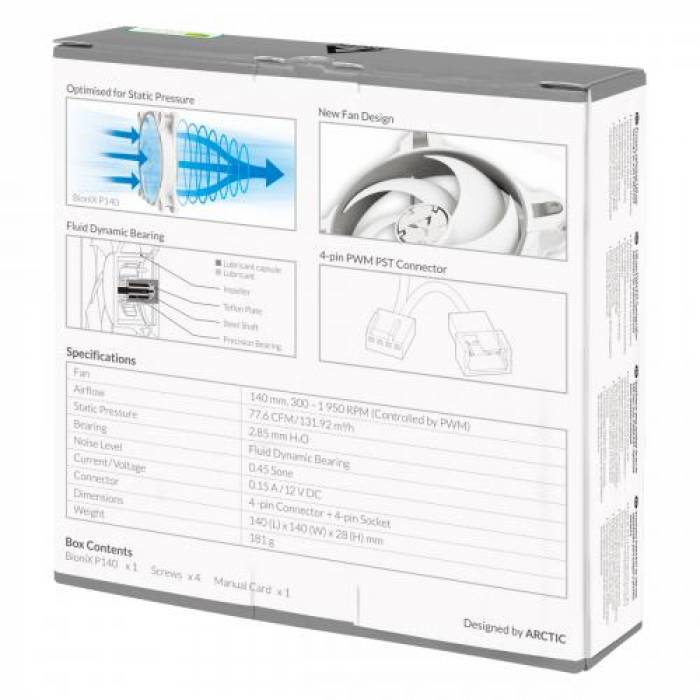 Ventilator Arctic BioniX P140 White-Grey, 140mm