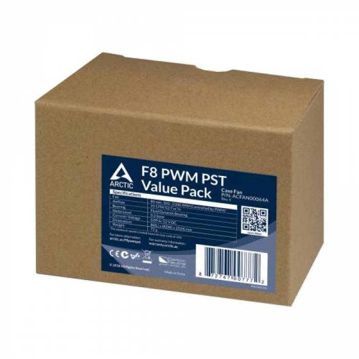 Ventilator Arctic F8 PWM PST, 80mm, 5Pack