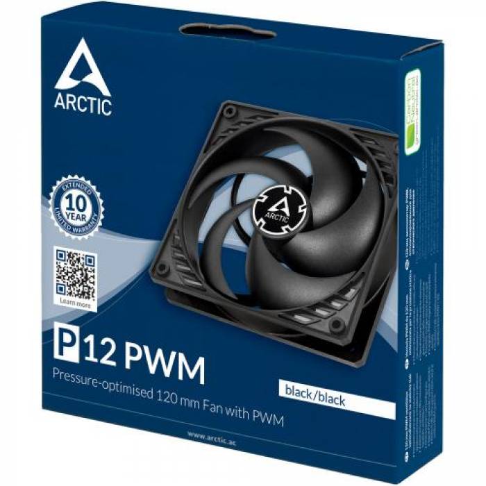 Ventilator Arctic P12 PWM, 120mm, Black