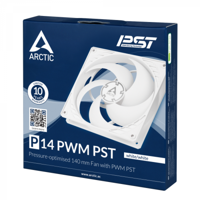 Ventilator Arctic P14 PWM PST, 140mm, White