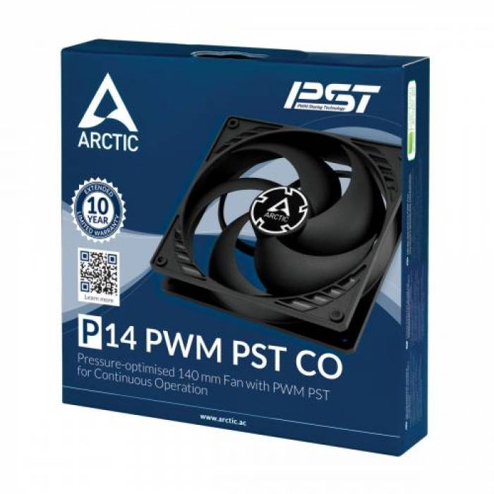 Ventilator Arctic P14 PWM PST CO, 140mm, Black