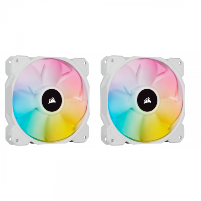 Ventilator Corsair SP120 Elite White, 120mm, RGB LED, 2 bucati