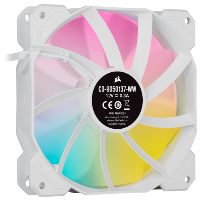 Ventilator Corsair SP120 Elite White, 120mm, RGB LED, 2 bucati