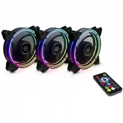 Ventilator Inter-Tech Alseye Halo 3.0, RGB LED, 3 buc