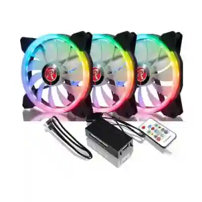 Ventilator Raijintek IRIS 12 Rainbow ADD RGB LED with Controller, 120mm, 3 Pack