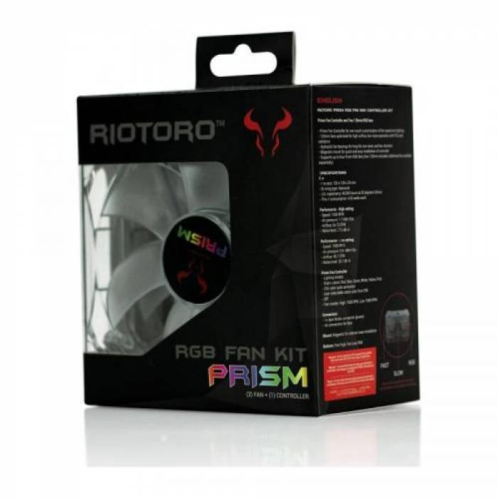 Ventilator Riotoro Prism RGB, 120mm, 2 Pack