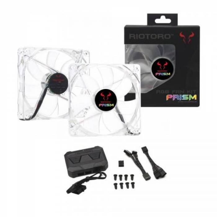 Ventilator Riotoro Prism RGB, 120mm, 2 Pack