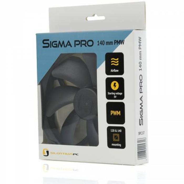 Ventilator SilentiumPC Sigma Pro140 PWM 140mm, Black