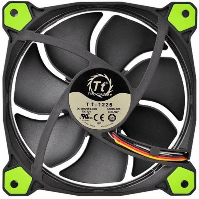 Ventilator Thermaltake Riing 12 High Static Pressure Green LED, 120mm, 3 Fan Pack